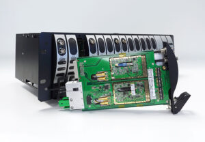 ViaLite’s 3U rack chassis with RF over fiber link rack chassis card